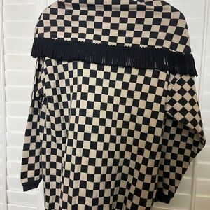 Checkered Fringe Sweater